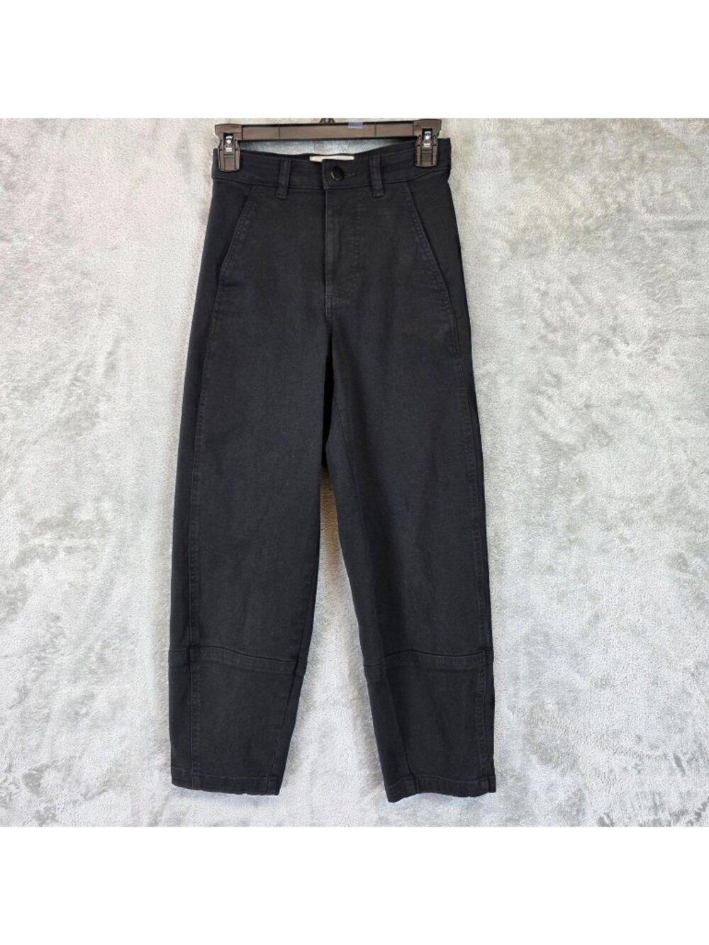 Everlane Pants Womens 000 Black Twill Tapered Barrel Utility Pockets Stretch